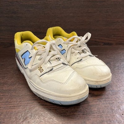New Balance 550 Men's Sneakers Size 9.5 White Blue Yellow Athletic BB550NCF Shoe