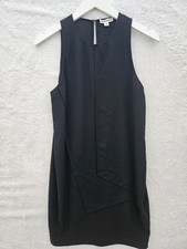 Whistles Black Asymmetric Sleeveless Wrap Layer Dress UK 10