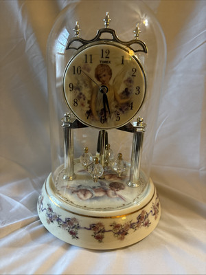 Pfaltzgraff Anniversary Clock Roses Porcelain Base QuartzChime Westminster