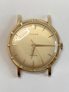 Vintage ROLEX Precision Ref 8952 14K Gold Wind Up Men's Watch Runs (32 #135)