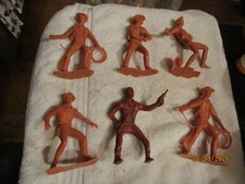 Vintage 1964 Marx 6 Cowboys Lawmen Figures LOT Wild West Plastic Set of 6