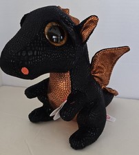 Ty Beanie Boo Merlin the Dragon 9-inch Tag Black Shiny Plush Retired Walgreens 