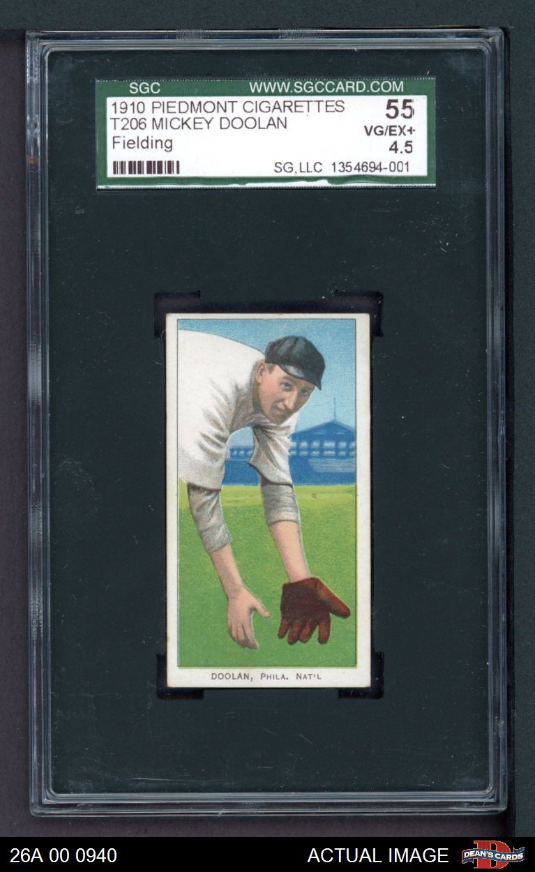 1909 T206 Mickey Doolan Fielding Phillies VARIATION SGC 4.5 - VG/EX+