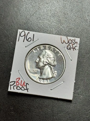 1961 Washington Silver Quarter Proof Gem BU PR+++ 25c Coin (Raw18871)
