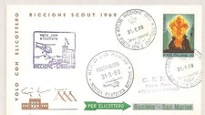 Riccione 31.5.1969 Philatelic Exhibition. Posta Helicopter Flight to San Marino.