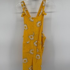 Flapdoodles Kids Yellow Daisy Crinkle Gauze Jumpsuit Overalls Size 6X
