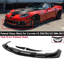 For Corvette C6 Z06 06-2013 Gloss Black Tk Style Front Bumper Splitter Winglet For Corvette C6 Z06 06-2013 Gloss Black Tk Style Front Bumper Splitter Winglet