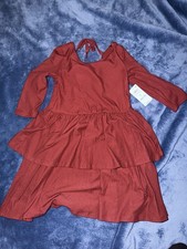 Epic Threads Red Ribbed Knit Long Sleeve Fit & Flare Tiered Dress Juniors S