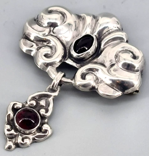 Art Nouveau Brooch 830s Silver Danske C.V.C Larsen Copenhagen Denmark (AP)