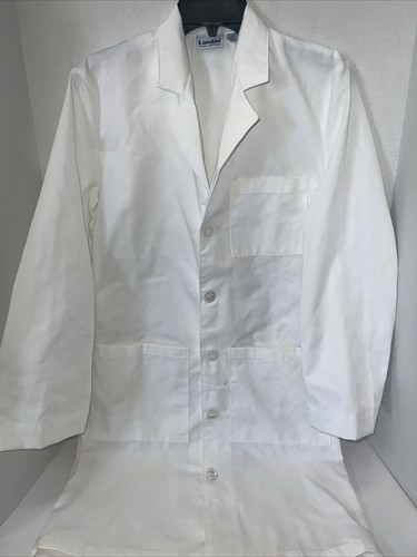 Landau Lab Coat Adult Size 34 White Button Front