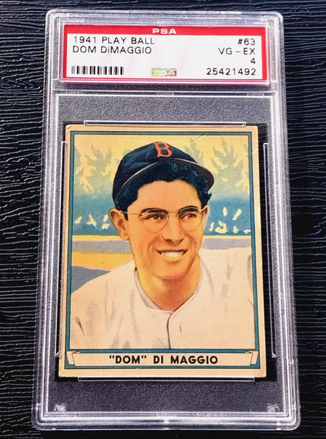 1941 PLAY BALL DOM DiMAGGIO ROOKIE BASEBALL CARD #63 ***CENTERED*** PSA 4 VGEX