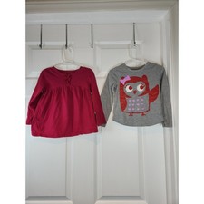 Girl's sz 3T LOT of 2 Long Sleeved T Shirts Pink & Grey