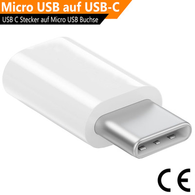 Adapter Micro USB auf USB C Typ-C Stecker wandelt USB 2.0 Typ B zu USB 3.1 Typ C