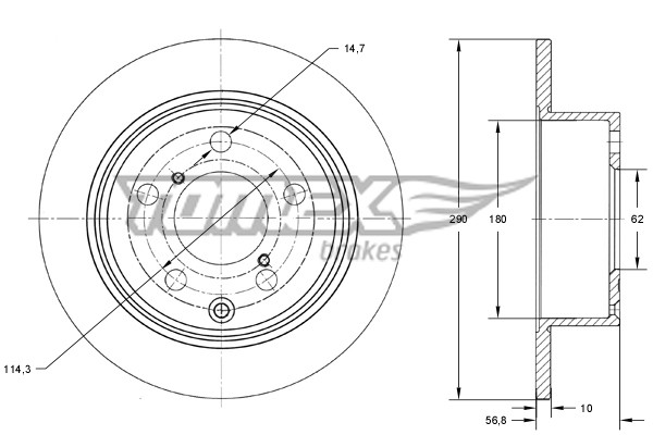 Tomex Brakes 2X Bremsscheiben Hinten Ø290 Voll FüR Toyota Corolla Verso Zer_-image