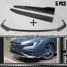 Matt Black Front Bumper Spoiler Lip + Side Skirt 5PCS For 2022-2025 Subaru WRX