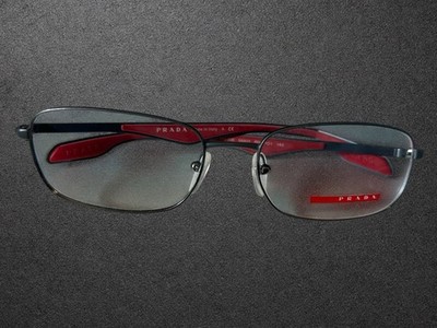 Prada Linea Rossa PS 50QV Eyeglasses Frame Only Black Red Men's