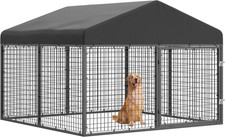 Large Outdoor Dog Enclosure,Heavy Duty Dog Cage with Roof,Galvanized Steel Dog K