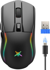 TECKNET Tri-Mode Wireless Gaming Mouse, RGB Backlit Bluetooth 5.0/2.4G/USB-C Rec