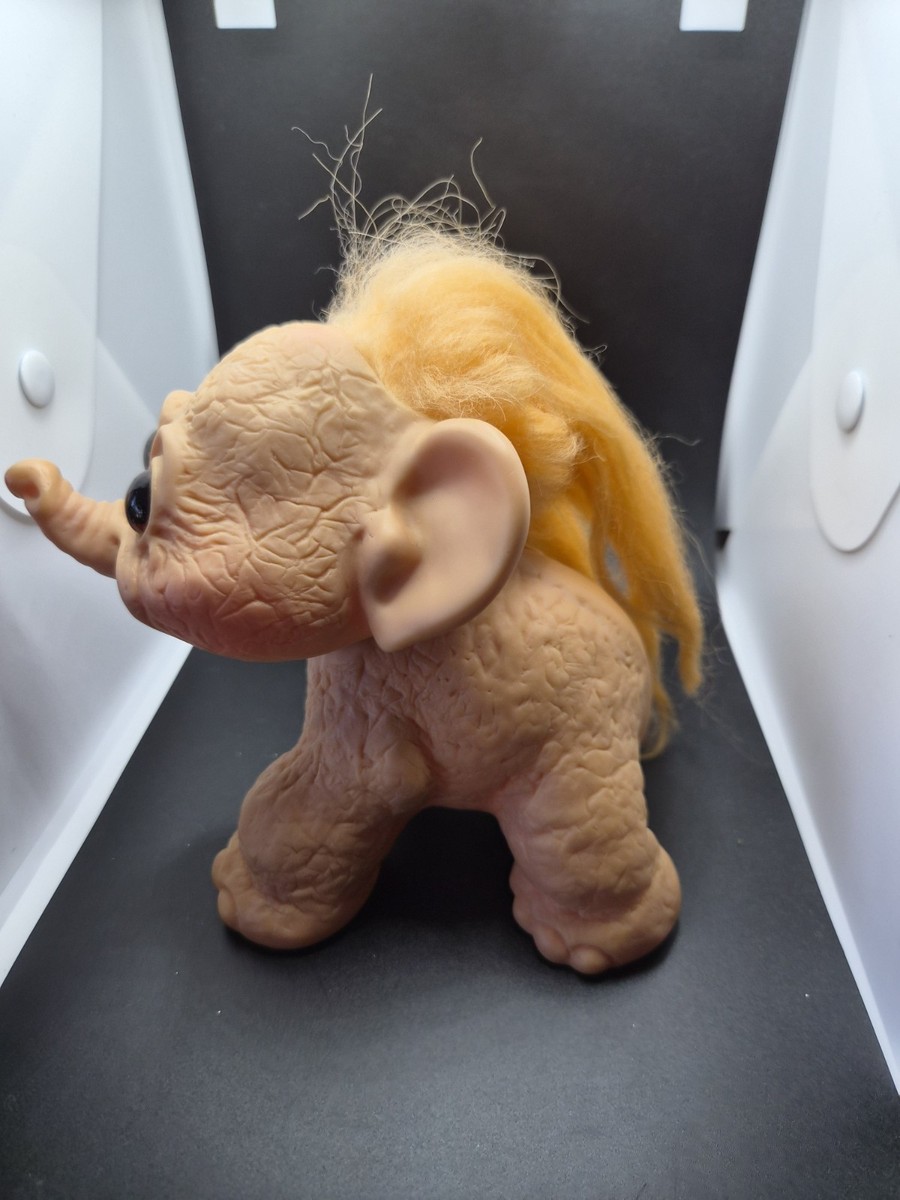 Vintage 1960s Large THOMAS DAM ELEPHANT TROLL Peach Hair Super