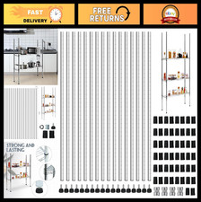 Heavy Duty Chrome Wire Shelving Posts with Clips, 74" Rack Accessories, Set of 8