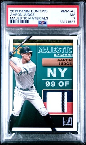 2019 Panini Donruss Majestic Materials #MM-AJ Aaron Judge PSA 7 - Pinstripe!