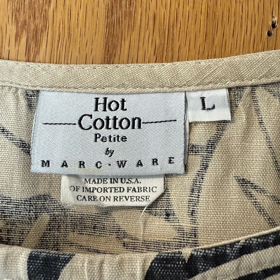 Hot Cotton Marc Ware Linen Blend Top Size L Floral Boxy Lagenlook Cottagecore - Image 3 of 4
