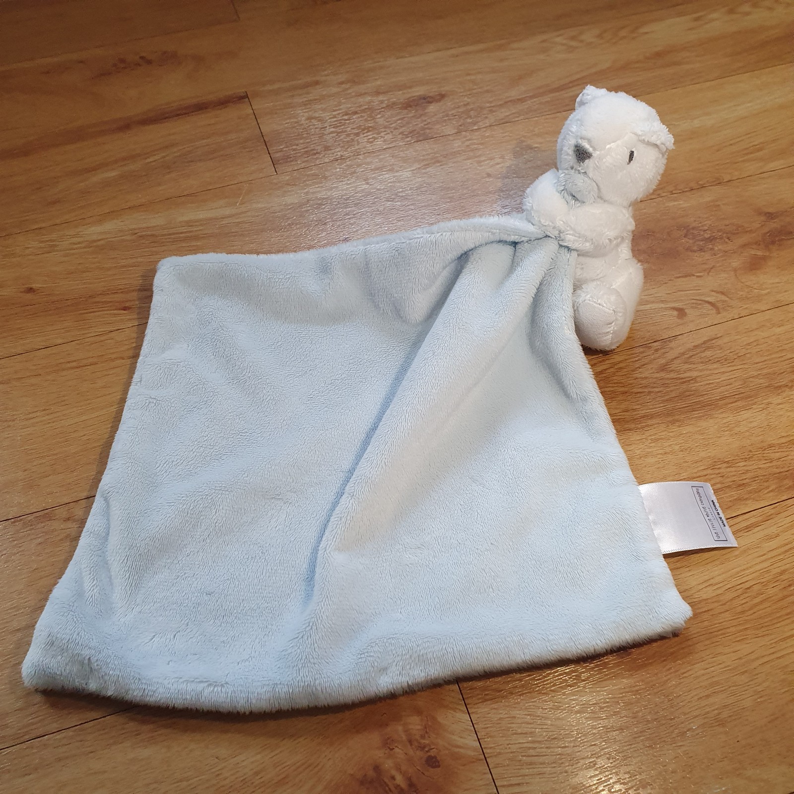 Little White Company Bailey Polar Bear White Blue Comforter Blankie DOUDOU Sooth