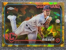 2024 Topps Chrome Sapphire Edition #107 Shane Bieber Gold #/50