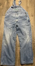 VTG Key Imperial Work Bib Overalls Men's 44x32 Faded Blue Denim Carpenter O1