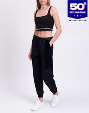 RRP €183 HELMUT LANG Cropped Active Top Size L Black Logo Sleeveless Scoop Neck