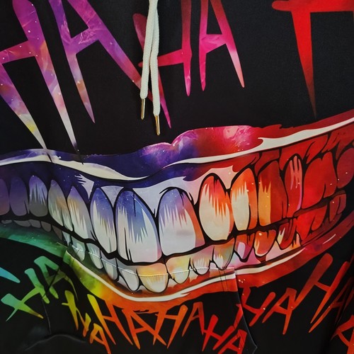 Joker-Inspired Hoodie - Red & Black Tooth Smile, 2XL (Runs Smaller) - Picture 4 of 7