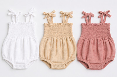 Unbranded Baby Girl Romper Cotton Linen Summer Outfit Sleeveless Jumpsuit 0-18M
