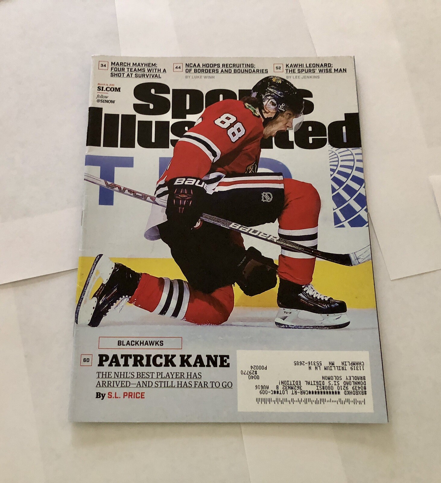 2016 Sports Illustrated PATRICK KANE Chicago BLACKHAWKS ! Nice ! eBay