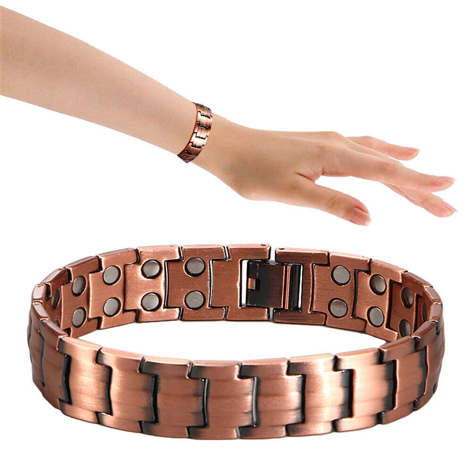 Men's Magnetic Bracelets Therapy Arthritis Pain Relief Pure Solid Copper Bangle - Image 2 of 4