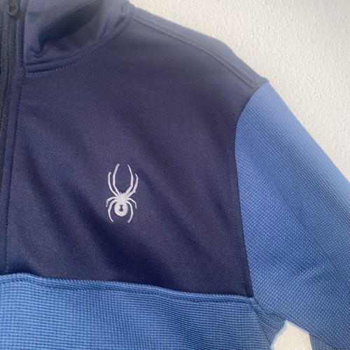 New Spyder Men’s Ray Half Zip Hooded Pullover Sweatshirt Blue Size Medium - Picture 6 of 10