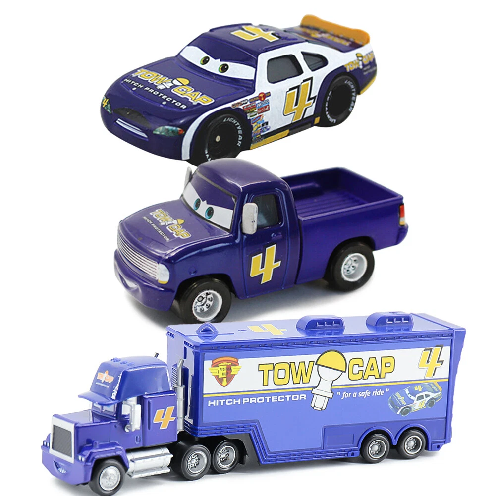 3PCS Disney Pixar Cars McQueen Film NO.4 Tow Cap Truck Pickup Car Toy Car