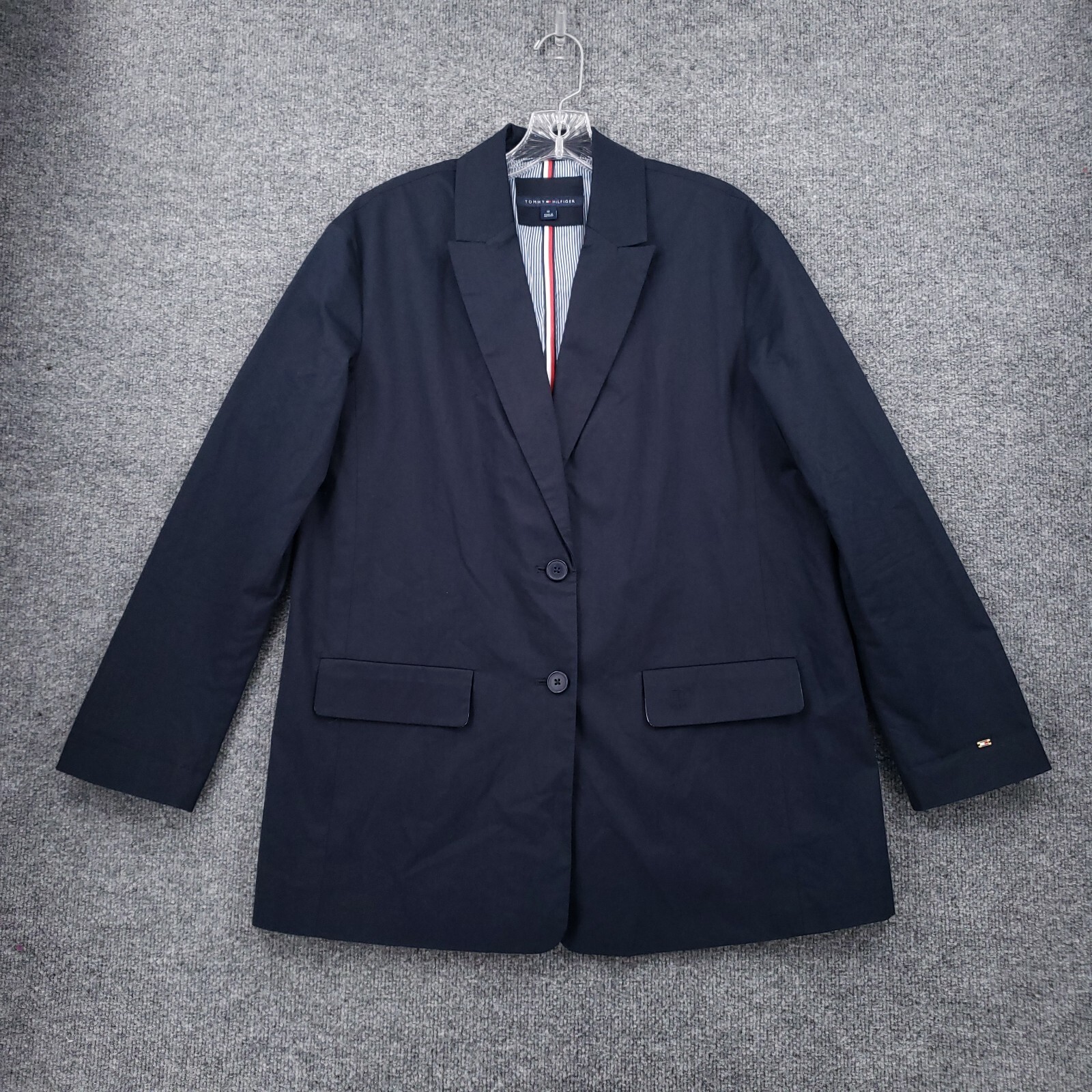 Tommy Hilfiger Blazer Womens 10 Navy Blue Two Button Stretch