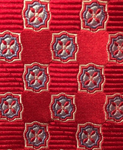 EAGLE /Stunning Scarlet, Blue & Gold Medallion Macclesfield Heavyweight Silk Tie - Picture 8 of 8