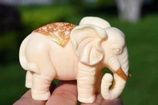 3'' Tagua Nut Elephant decor Carved Crystal gift Reiki Crystal Heal Gift 1pc