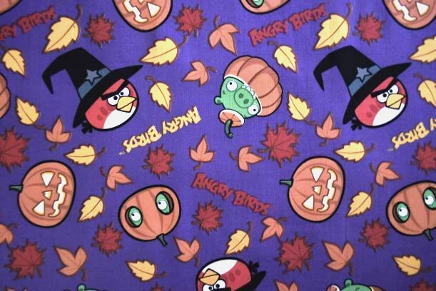 Angry Birds Pumpkins leaves Halloween 17" remnant cotton fabric David textiles - Image 2 of 2