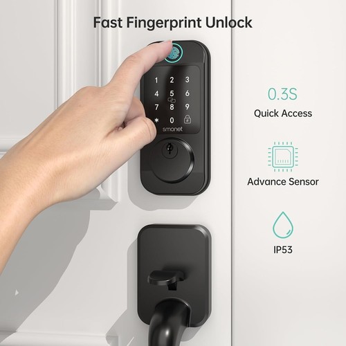 Cerradura de puerta inteligente SMONET WiFi entrada sin llave teclado digital cerrojo Bluetooth APP - Imagen 8 de 21