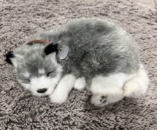 Perfect Petzzz Breathing Life Like Alaskan Husky Wolf Puppy Dog Plush Dog