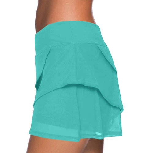 Women High Waist Swim Skirt Bikini Swimwear 3 Layers Bottoms Boyshorts Swimsuit - Picture 10 of 17