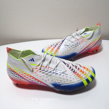 Adidas Predator Edge.1 SG Al Rihla White Yellow Blue Cleats GW1021 mens 12.5
