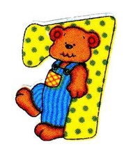 number teddy bear fabric applique iron on #7 not embroidered 2 inch new