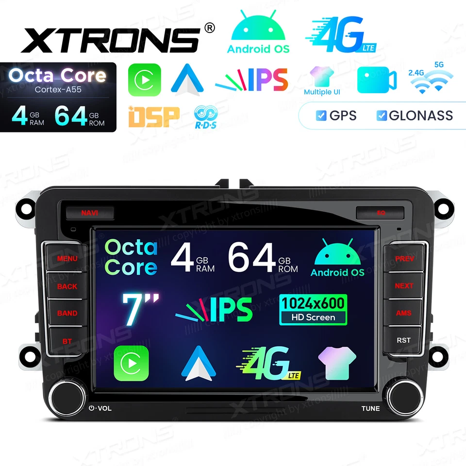 7" Android 14 4+64GB Car GPS Stereo Radio DSP 4G Head Unit For VW MK5 Skoda Seat - image 4 of 4