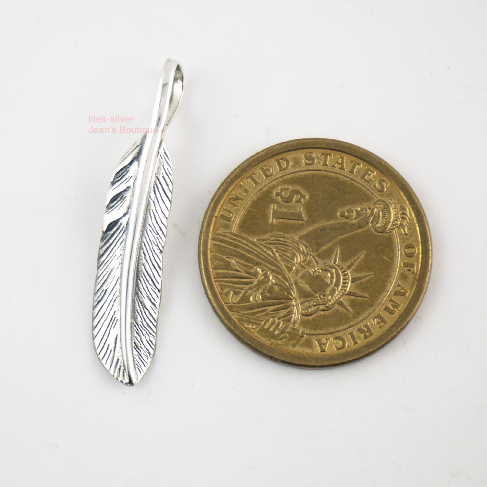 925 Sterling Silver Feather Pendant Charm - no chain for Men