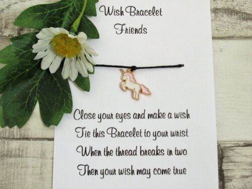 Unicorn Wish Bracelet Friends Gift Pink Enamel Charm Anklet Friendship Birthday - Afbeelding 1 van 4