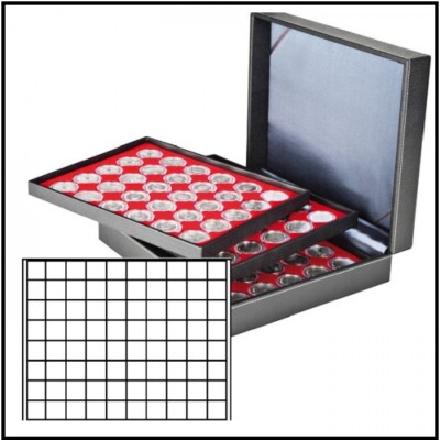 Lindner 2365-2180E Nera XL Coin Case Light Red 3 Tab 240 Square compartments