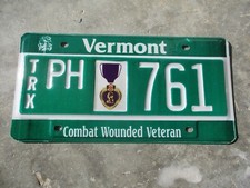 Vermont Purple Heart TRK license plate  #  761